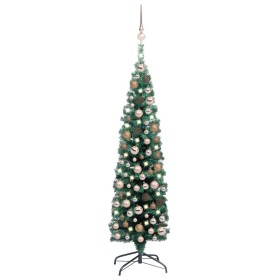 Vorbeleuchteter Weihnachtsbaum mit Lichtern und grünen Kugeln 150 cm von vidaXL, Weihnachtsbäume - Ref: Foro24-3077851, Preis...