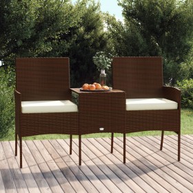 2-Sitzer Gartensofa mit kleinem Tisch aus braunem synthetischem Rattan von vidaXL, Outdoor-Sofas - Ref: Foro24-317622, Preis:...