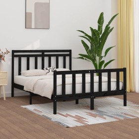 Estructura de cama madera maciza de pino negra 150x200 cm de vidaXL, Camas y somieres - Ref: Foro24-3107037, Precio: 185,99 €...