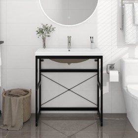 Estructura de baño con lavabo incorporado hierro negro de vidaXL, Tocadores de baño - Ref: Foro24-3101390, Precio: 215,74 €, ...