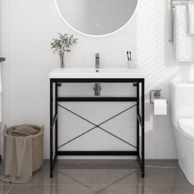 Black iron washbasin structure 79x38x83 cm by vidaXL, bathroom vanities - Ref: Foro24-338501, Price: 55,65 €, Discount: %