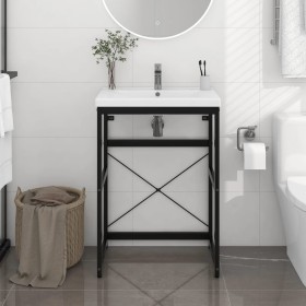 Black iron washbasin structure 59x38x83 cm by vidaXL, bathroom vanities - Ref: Foro24-338500, Price: 53,60 €, Discount: %