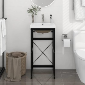 Estructura de baño con lavabo incorporado hierro negro de vidaXL, Tocadores de baño - Ref: Foro24-3101388, Precio: 128,80 €, ...