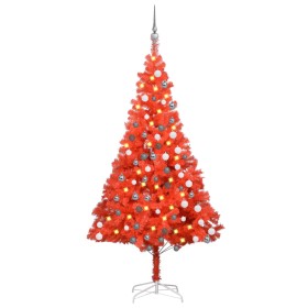 Künstlicher Weihnachtsbaum mit LEDs und roten PVC-Kugeln 180 cm von vidaXL, Weihnachtsbäume - Ref: Foro24-3077686, Preis: 57,...