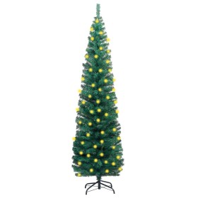 Slim Christmas tree with lights and green PVC support 180 cm by vidaXL, Christmas trees - Ref: Foro24-3077751, Price: 47,40 €...