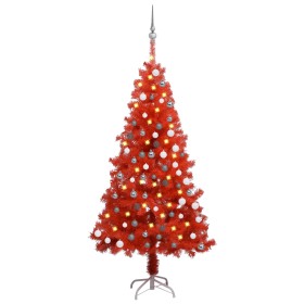 Árbol de Navidad artificial con LEDs y bolas PVC rojo 120 cm de vidaXL, Arboles de navidad - Ref: Foro24-3077684, Precio: 35,...