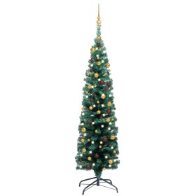 Árbol de Navidad preiluminado con luces y bolas verde 150 cm de vidaXL, Arboles de navidad - Ref: Foro24-3077803, Precio: 53,...