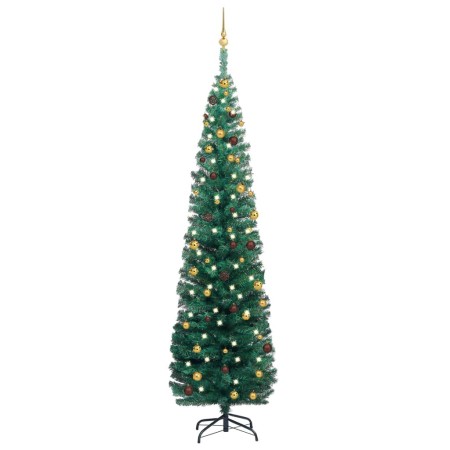 Árbol de Navidad preiluminado con luces y bolas verde 240 cm de vidaXL, Arboles de navidad - Ref: Foro24-3077806, Precio: 95,...