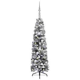 Schlanker Weihnachtsbaum mit Lichtern, Kugeln und grünem Schnee 120 cm von vidaXL, Weihnachtsbäume - Ref: Foro24-3077903, Pre...