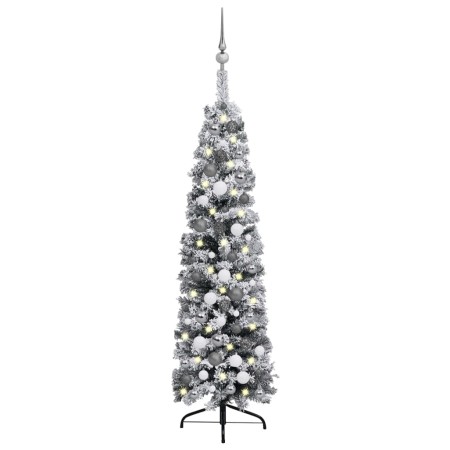 Slim Christmas tree with lights, balls and green snow 120 cm by vidaXL, Christmas trees - Ref: Foro24-3077903, Price: 47,04 €...