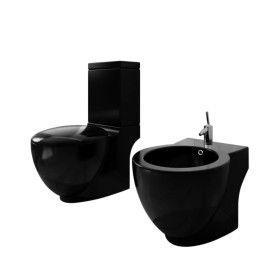 Juego de váter WC y bidé de cerámica negro de vidaXL, Baños y bidés - Ref: Foro24-270060, Precio: 355,44 €, Descuento: %