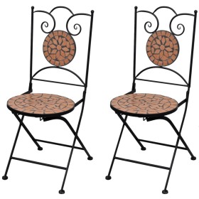 Folding bistro garden chairs, set of 2, terracotta ceramic. by vidaXL, Garden chairs - Ref: Foro24-41529, Price: 127,61 €, Di...