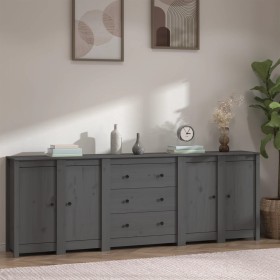 Sideboard aus massivem Kiefernholz in Grau, 230 x 35 x 80 cm von vidaXL, Sideboards - Ref: Foro24-3114076, Preis: 324,44 €, R...