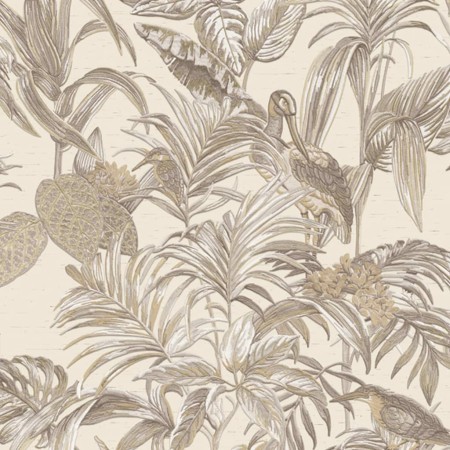 DUTCH WALLCOVERINGS Cremefarbene Paradiesvogel-Tapete von DUTCH WALLCOVERINGS, Bemaltes Papier - Ref: Foro24-430611, Preis: 2...