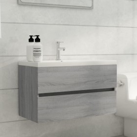 Mueble de baño con lavabo madera contrachapada gris Sonoma de vidaXL, Tocadores de baño - Ref: Foro24-3120346, Precio: 247,35...