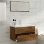 Mueble de baño con lavabo madera contrachapada roble ahumado de vidaXL, Tocadores de baño - Ref: Foro24-3120345, Precio: 250,...