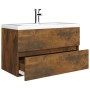 Mueble de baño con lavabo madera contrachapada roble ahumado de vidaXL, Tocadores de baño - Ref: Foro24-3120345, Precio: 250,...