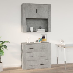 Armario de pared madera contrachapada gris hormigón 80x33x80 cm de vidaXL, Aparadores - Ref: Foro24-816588, Precio: 80,99 €, ...