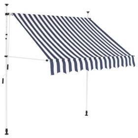 Toldo manual retráctil 200 cm azul y blanco a rayas de vidaXL, Toldos - Ref: Foro24-43220, Precio: 72,29 €, Descuento: %