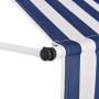 Manual retractable awning 200 cm blue and white striped by vidaXL, Awnings - Ref: Foro24-43220, Price: 71,91 €, Discount: %