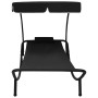 Garden lounger with awning and black cushion by vidaXL, Loungers - Ref: Foro24-313533, Price: 93,64 €, Discount: %