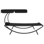 Garden lounger with awning and black cushion by vidaXL, Loungers - Ref: Foro24-313533, Price: 93,64 €, Discount: %