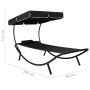 Garden lounger with awning and black cushion by vidaXL, Loungers - Ref: Foro24-313533, Price: 93,64 €, Discount: %