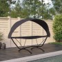 Garden lounger with steel canopy and black oxford fabric by vidaXL, Outdoor beds - Ref: Foro24-317599, Price: 136,72 €, Disco...