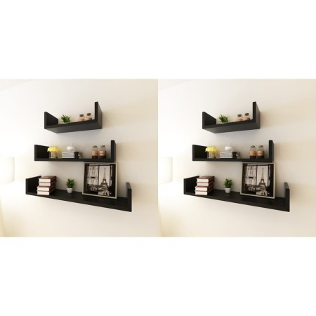 Wall shelves 6 units black by vidaXL, Shelves and shelves - Ref: Foro24-275989, Price: 90,94 €, Discount: %