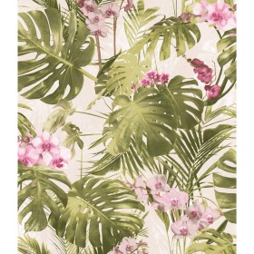 DUTCH WALLCOVERINGS Green and pink Paradiso wallpaper by DUTCH WALLCOVERINGS, Painted paper - Ref: Foro24-430601, Price: 36,4...