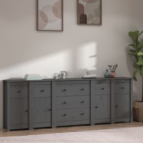 Sideboard aus massivem Kiefernholz in Grau, 230 x 35 x 80 cm von vidaXL, Sideboards - Ref: Foro24-3114096, Preis: 350,99 €, R...