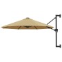 Wall-mounted umbrella with a 300 cm metal bar in taupe gray. by vidaXL, Umbrellas - Ref: Foro24-44866, Price: 93,99 €, Discou...