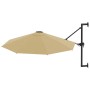 Wall-mounted umbrella with a 300 cm metal bar in taupe gray. by vidaXL, Umbrellas - Ref: Foro24-44866, Price: 93,99 €, Discou...