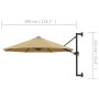 Wall-mounted umbrella with a 300 cm metal bar in taupe gray. by vidaXL, Umbrellas - Ref: Foro24-44866, Price: 93,99 €, Discou...