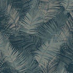 DUTCH WALLCOVERINGS Petrolblaue Palmentapete von DUTCH WALLCOVERINGS, Bemaltes Papier - Ref: Foro24-430634, Preis: 35,99 €, R...