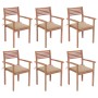 Stackable garden chairs 6 pcs teak wood with cushions by vidaXL, Garden chairs - Ref: Foro24-3072575, Price: 507,26 €, Discou...