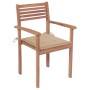 Stackable garden chairs 6 pcs teak wood with cushions by vidaXL, Garden chairs - Ref: Foro24-3072575, Price: 499,99 €, Discou...