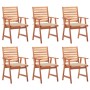 Garden dining chairs and cushions 6 units solid acacia wood by vidaXL, Garden chairs - Ref: Foro24-3078350, Price: 426,72 €, ...