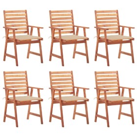 Garden dining chairs and cushions 6 units solid acacia wood by vidaXL, Garden chairs - Ref: Foro24-3078350, Price: 426,72 €, ...