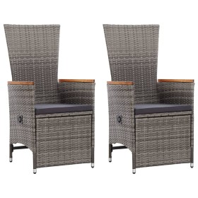 Reclining garden chairs and cushions 2 pcs gray synthetic rattan by vidaXL, Garden chairs - Ref: Foro24-46045, Price: 241,99 ...