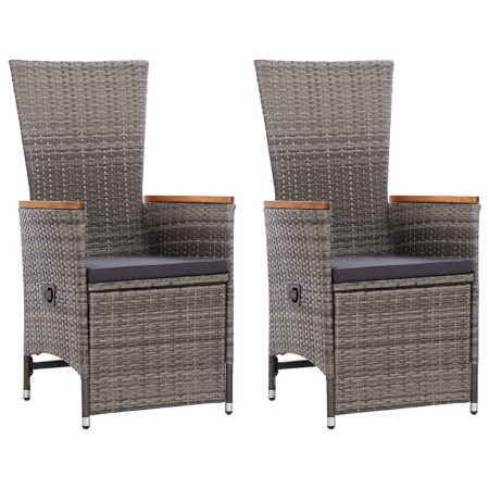 Reclining garden chairs and cushions 2 pcs gray synthetic rattan by vidaXL, Garden chairs - Ref: Foro24-46045, Price: 241,67 ...