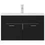 Mueble con lavabo madera de ingeniería negro de vidaXL, Tocadores de baño - Ref: Foro24-3071280, Precio: 231,96 €, Descuento: %