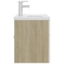 White engineered wood and Sonoma oak vanity unit with sink by vidaXL, bathroom vanities - Ref: Foro24-3071284, Price: 233,99 ...