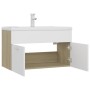 Mueble con lavabo madera de ingeniería blanco y roble Sonoma de vidaXL, Tocadores de baño - Ref: Foro24-3071284, Precio: 233,...