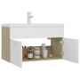 Mueble con lavabo madera de ingeniería blanco y roble Sonoma de vidaXL, Tocadores de baño - Ref: Foro24-3071284, Precio: 233,...