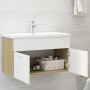 Mueble con lavabo madera de ingeniería blanco y roble Sonoma de vidaXL, Tocadores de baño - Ref: Foro24-3071284, Precio: 233,...