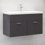 Mueble con lavabo madera de ingeniería gris brillante de vidaXL, Tocadores de baño - Ref: Foro24-3071287, Precio: 238,83 €, D...