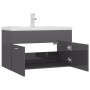 Mueble con lavabo madera de ingeniería gris brillante de vidaXL, Tocadores de baño - Ref: Foro24-3071287, Precio: 238,83 €, D...