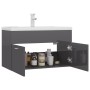 Mueble con lavabo madera de ingeniería gris brillante de vidaXL, Tocadores de baño - Ref: Foro24-3071287, Precio: 238,83 €, D...