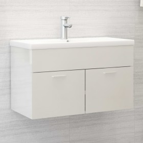 Mueble con lavabo madera de ingeniería blanco brillante de vidaXL, Tocadores de baño - Ref: Foro24-3071285, Precio: 237,29 €,...